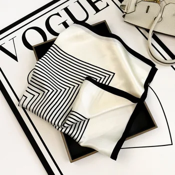 여성용 실크 사각 스카프, 새틴 반다나 프린트 스카프, 헤드 밴드, 레이디 헤어 숄 랩, 여성 네커치프, 히잡, 90cm