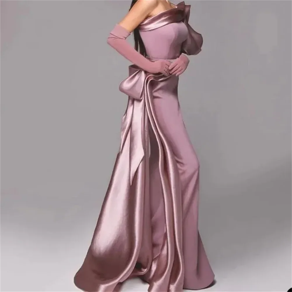 Elegant Plus Size Mermaid Mother of the Bride Dresses Satin Silk Celebration Evening Party Prom Guest Wedding Wear