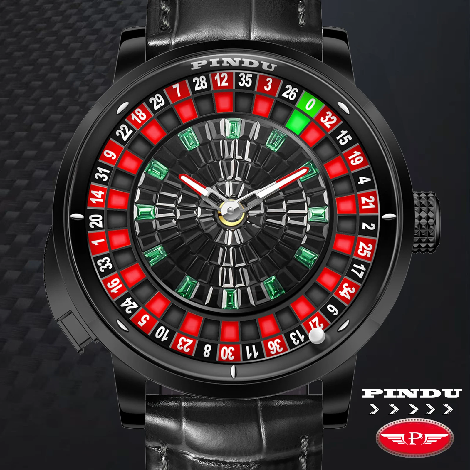 2025 PINDU تصميم جديد زر الدورية قذيفة سوداء ساعة ميكانيكية الرجال NH35 حركة الفولاذ المقاوم للصدأ TopLuxury ساعة أوتوماتيكية