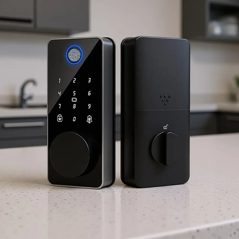 

Fingerprint Key Entry Door Lock, App Control, Touchscreen Keypad, Auto Locking, Weatherproof, Easy Install Digital Deadbolt for