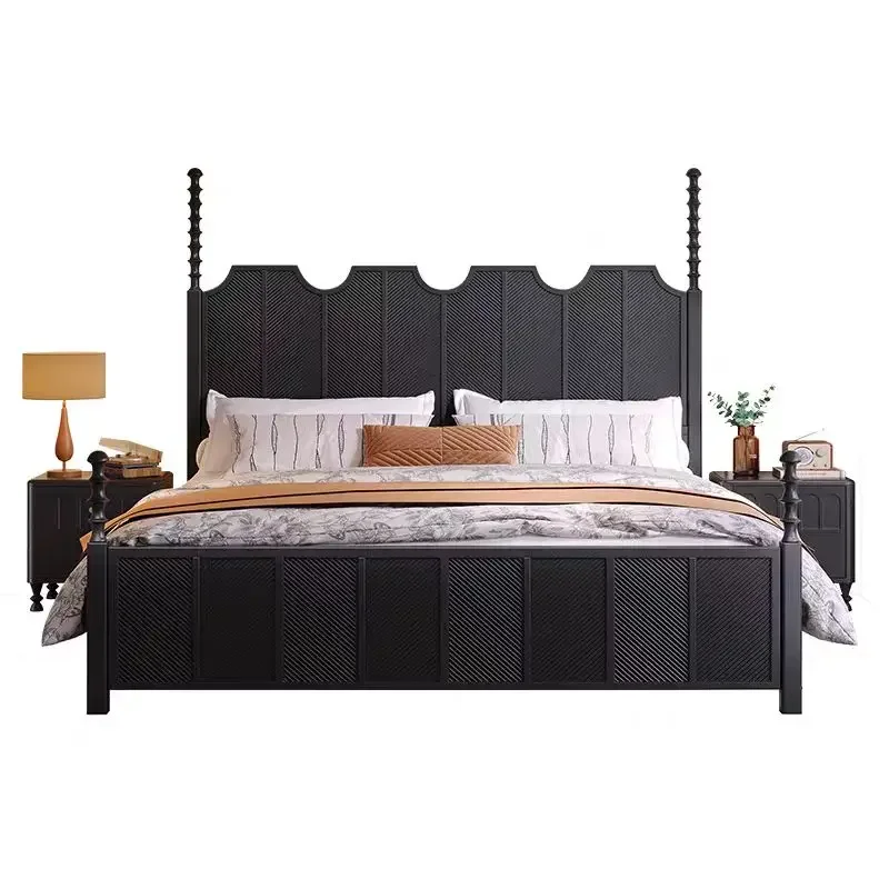 

# Hot For Medieval Style Bed Solid Wood Frame Carved King Size Queen Size Hotel Apartment Bedroom Home Furniture Bed Frame
