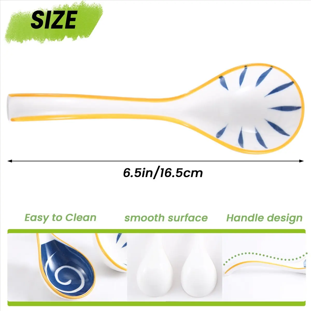 Ceramics Soup Spoons Set of Japanese Soup Spoon Long Handle Soup Spoons for Pho Ramen Noodles Wonton Dumpling Rice &LICG