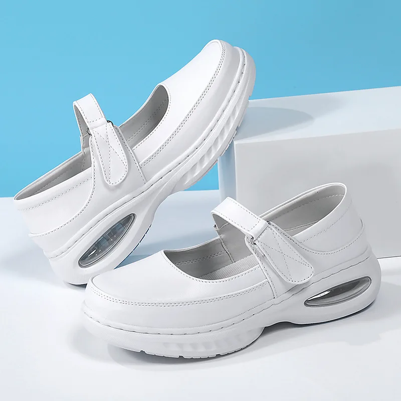 Spring Summer Air Cushion Soft Sole Breathable Non-tiring Feet Anti-slip White Comfortable Shoes Casual Walking Women's Shoes
