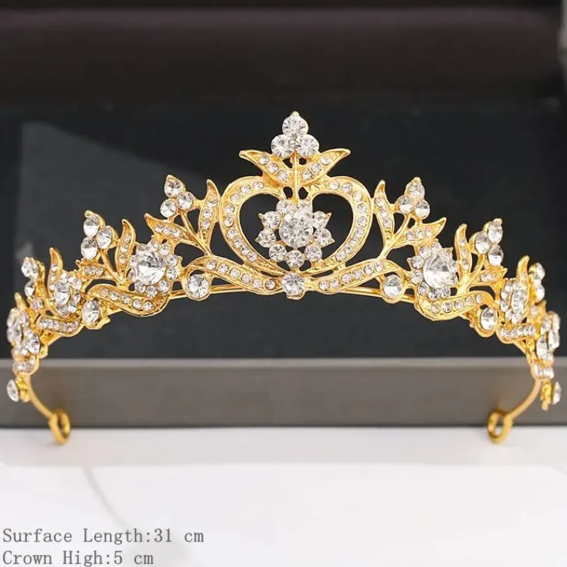 Zilveren Gouden Kleur Kroon En Tiara Haaraccessoires Voor Vrouwen Bruiloft Accessoires Kroon Voor Bruids Strass Diadema Tiara Cadeau