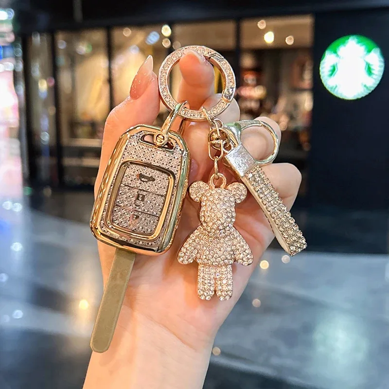 

Suitable for Honda Binzhi fit xrv car key case, fashionable, high-end and durable cute bear keychain key Shell for women