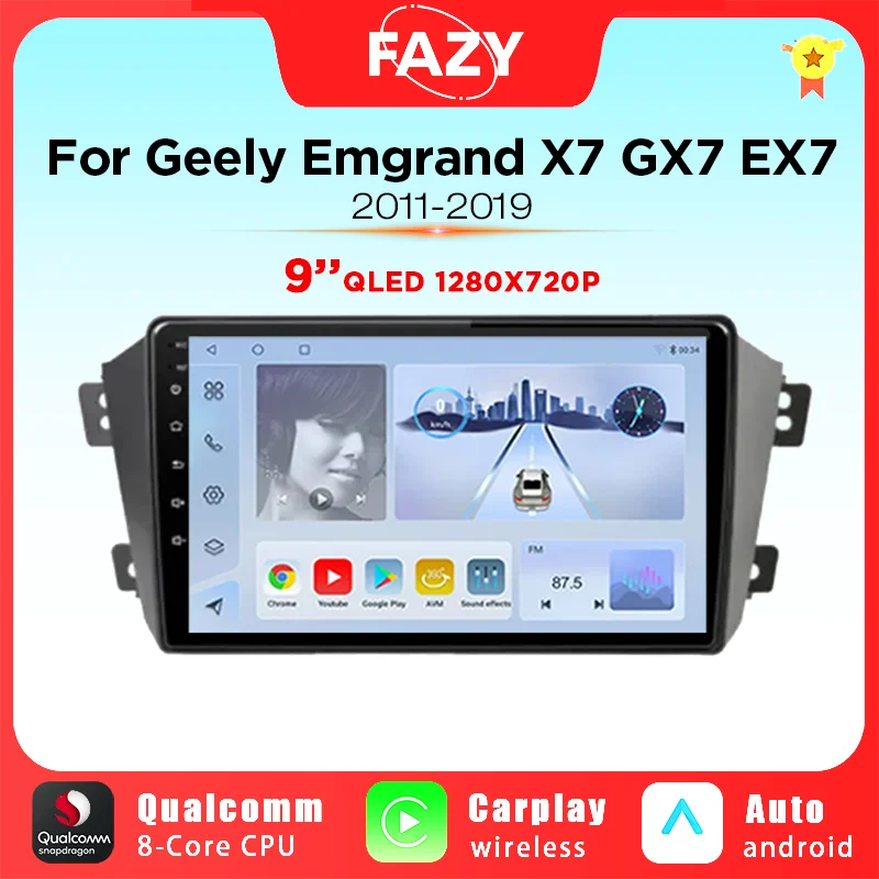 

Android Auto Car Radio For Geely Emgrand X7 1 GX7 EX7 2011-2019 Wireless Carplay GPS Multimedia Video Player Navigation No DVD