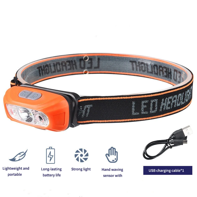 USB Rechargeable Headlamps Motion Sensor Bright 5W LED Torch Running Fishing Headlamp Waterproof Headlight with Infrared Sensor