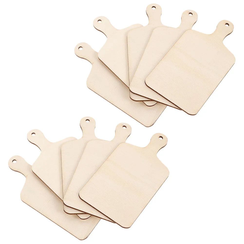 10 Pcs DIY Wooden Cutting Board with Handle Paddle Service for Crafts Unfinished Small Chopping Supplies Decorative Tray Child