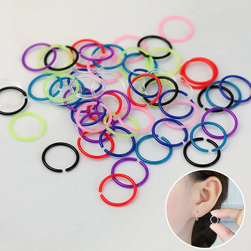 30 Pcs/box Women Vintage Round Resin Hoop Earrings Colorful Anti Allergy Sterile Rod Plastic Small Ear Ring Earring Stud Earring