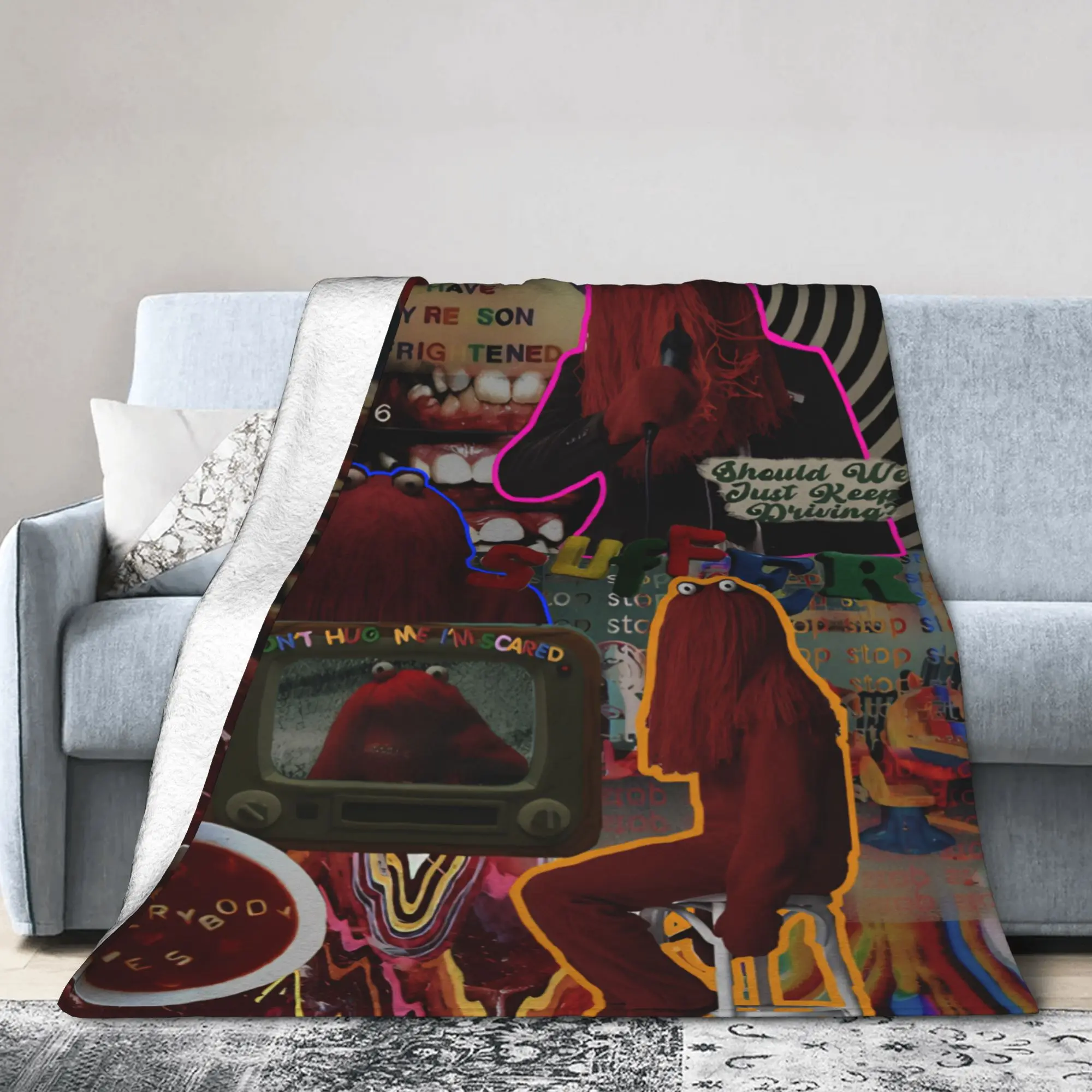 Don't Hug Me I'm Scared Accessories Blanket Ultra-Soft Flannel  Throw Blanket Cozy Bedspreads