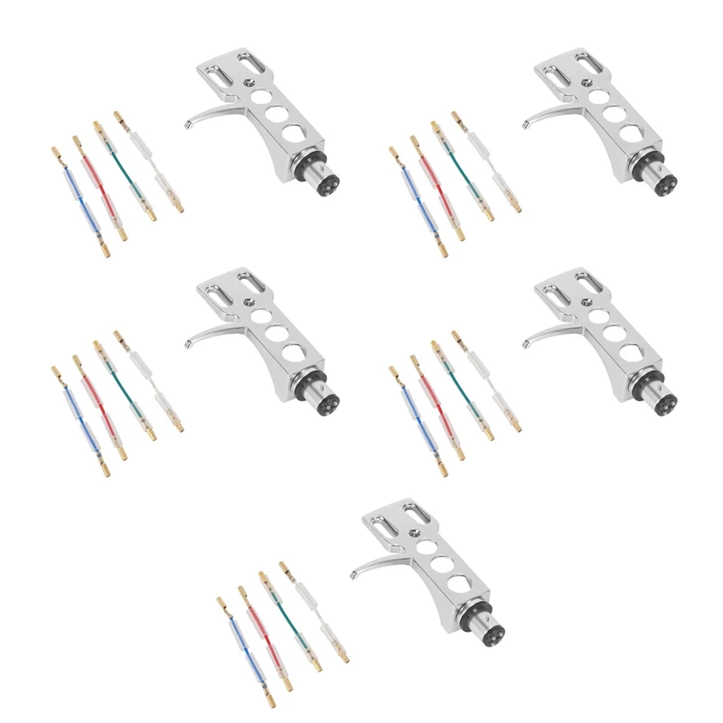 

5X Universal LP Disc Record Player Phono Turntable Headshell 4-Pin Aluminum Alloy With OFC Leadwires-AA74