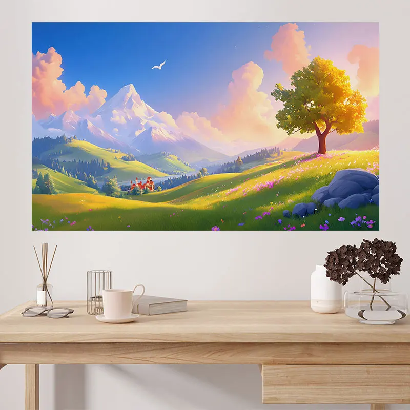 

Fre Sle Oil Painting Lacape Self Adhesive Wall Art for Student Dormi Bedroom Bed Head Decorative Stier