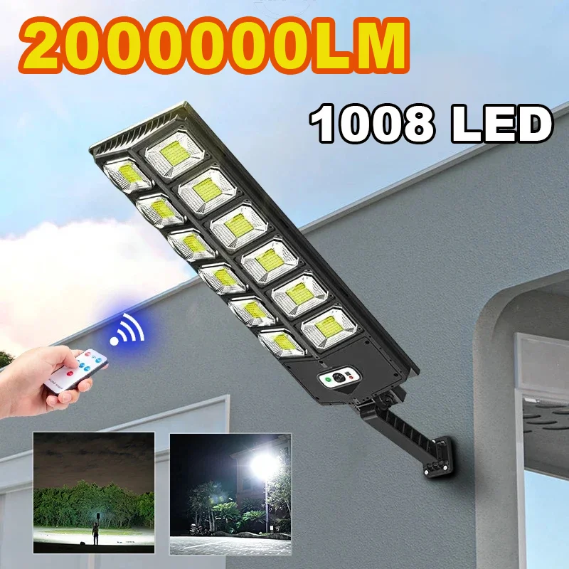 2000000LM New Powerful Outdoor Solar Lights 1008 LED Garden Lamp IP65 Waterproof Motion Sensor Street Light With Remote Control