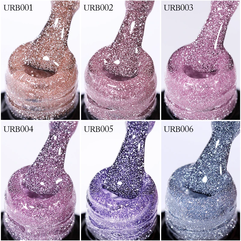 UR SUGAR 7ml Reflective Glitter Rubber Base Gel Nail Polish Glass Bottle Sparkling Sequins Soak Off UV Gel For Manicure