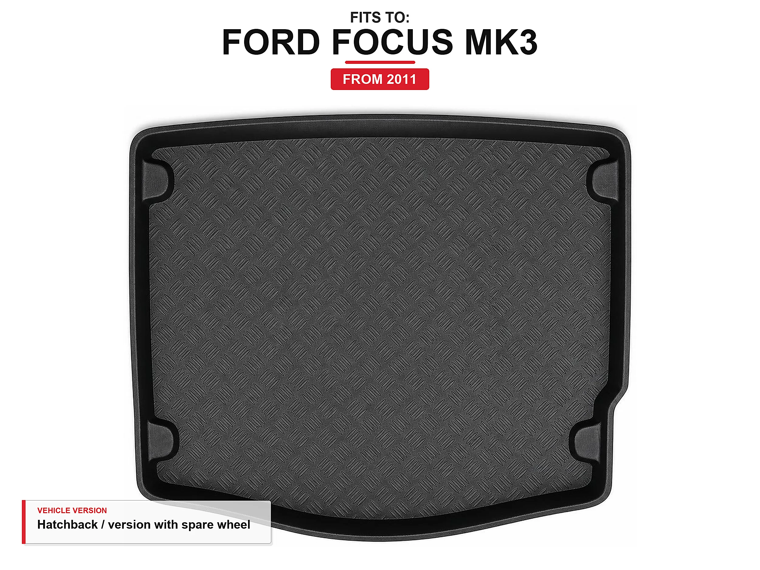 Kofferbakmat met lip voor: Ford Focus Mk3 2011- Hatchback