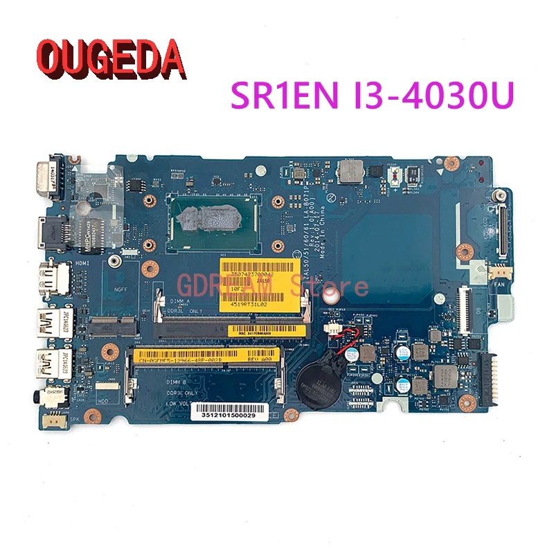 OUGEDA ZAL50 LA-B071P For Dell Latitude 14 3450 3550 Laptop Motherboard DDR3 SR1EN I3-4030U main board full tested