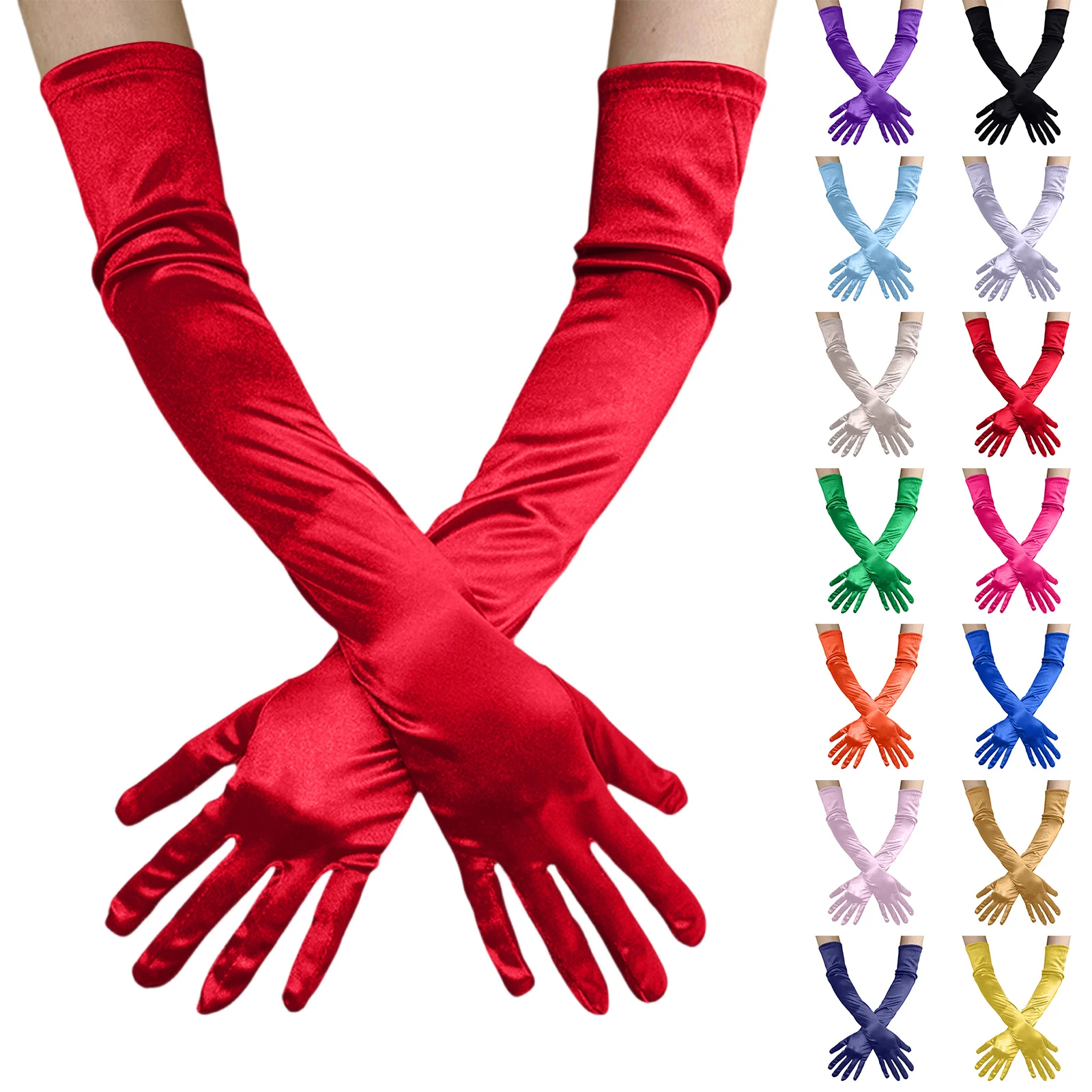 

Женские длинные однотонные перчатки, мягкие разноцветные церемониальные перчатки для езды на танцах, солнцезащитный крем, эластичные перчатки для косплея