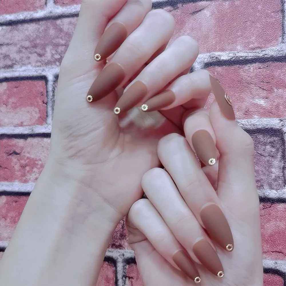 24pcs/Box Detachable Manicure Tool Artificial Stiletto False Nails Wearable Nail Tips Fake Nails