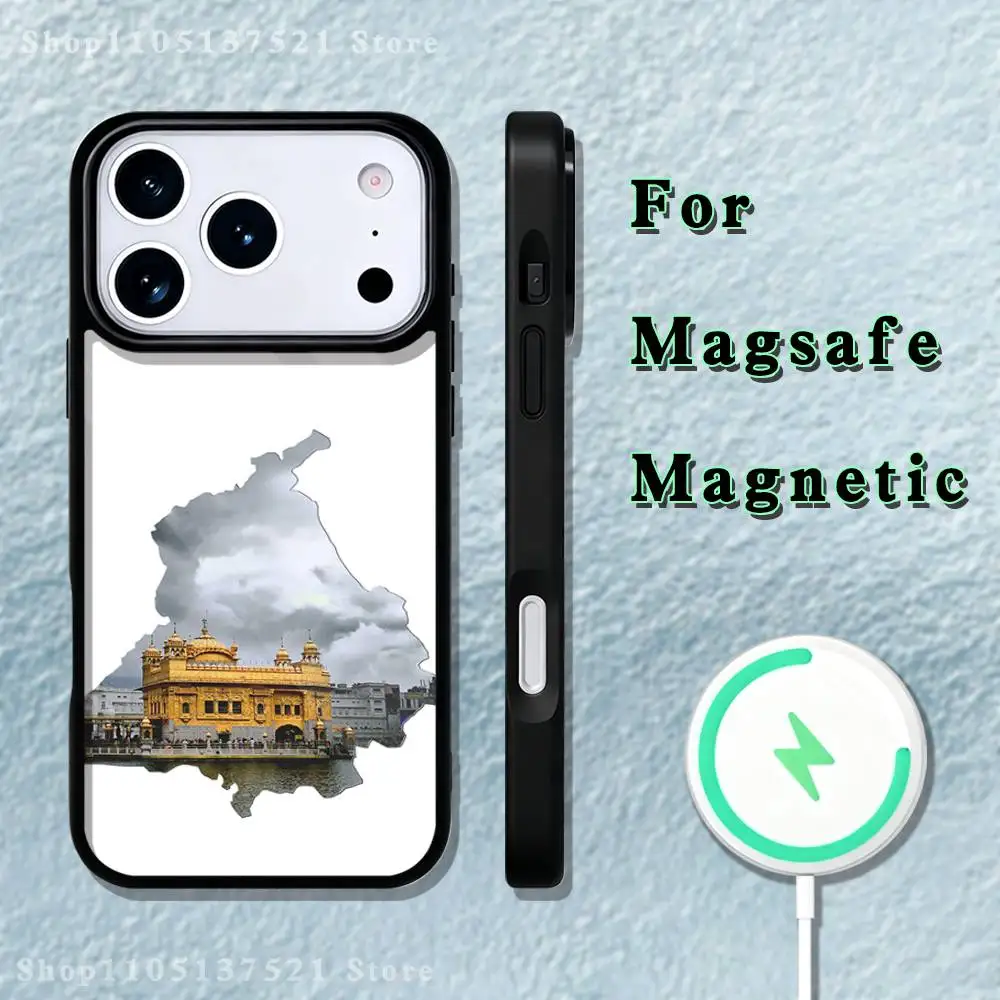 حافظة هاتف خريطة البنجاب لهاتف آيفون 17,16,15,14,13,12,11,Pro,Max,Plus,Mini,SE4,E شحن لاسلكي Magsafe مغناطيسي
