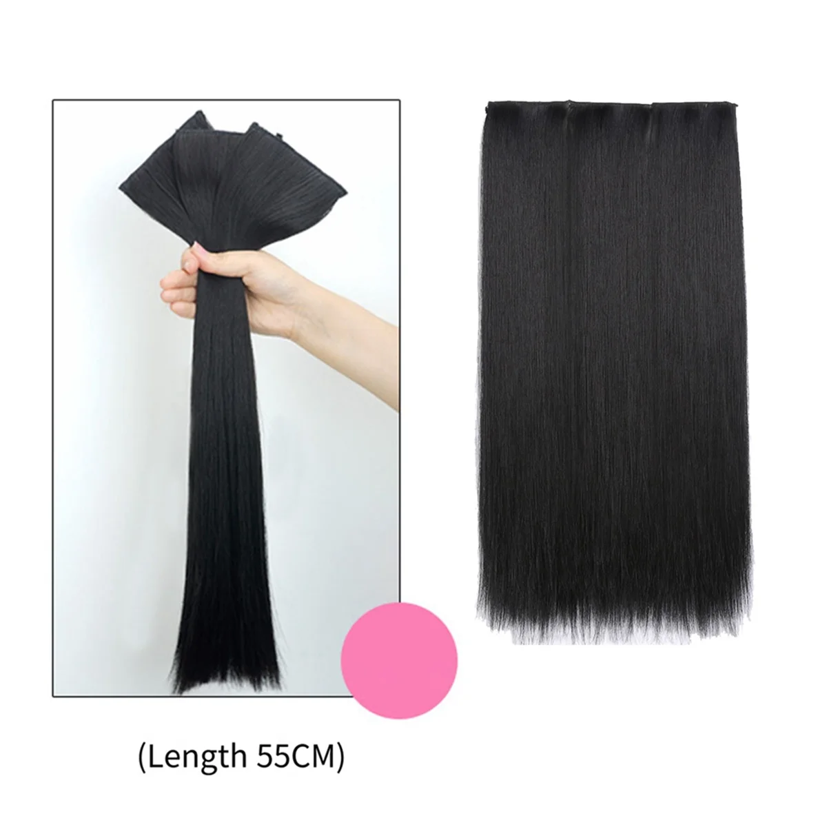 ONCE 55cm Straight Hair Three-Piece Wig Set Long Hair Wig for Women Cosplay Natural Hair Heat Resistant Natural Black