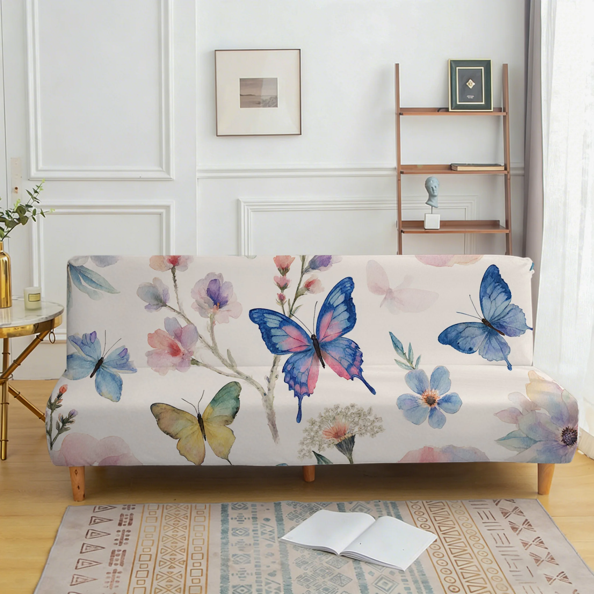 

Покрывало для дивана с акварельным принтом бабочек и цветов, подходит для различных видов домашнего декора, легко устанавливается, можно стирать в машине.