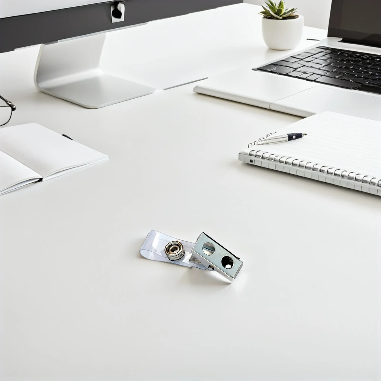 

250pcs Chest Card Clips Clear Pvc Double Hole Metal Fastener Secure Id Badge Holder Clamps For Office School Hospital Work Daily