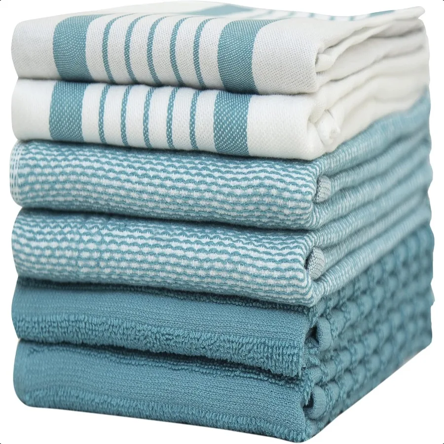 

Kitchen Towels Cotton Terry Towel Flat Tea Towels Set 20x 28 6 Pack