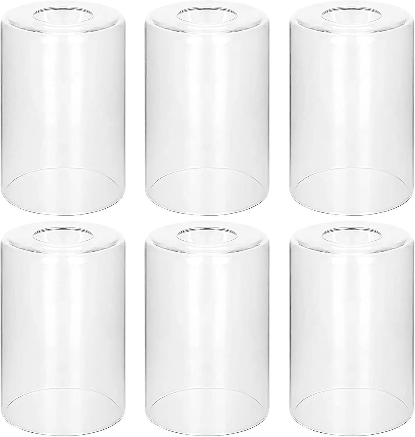 

6 Pack Clear Glass Shades Replacement,5.51in Height,3.94in Diameter,1.65in Fitter,High Transmittance Cylinder Glass Lamp