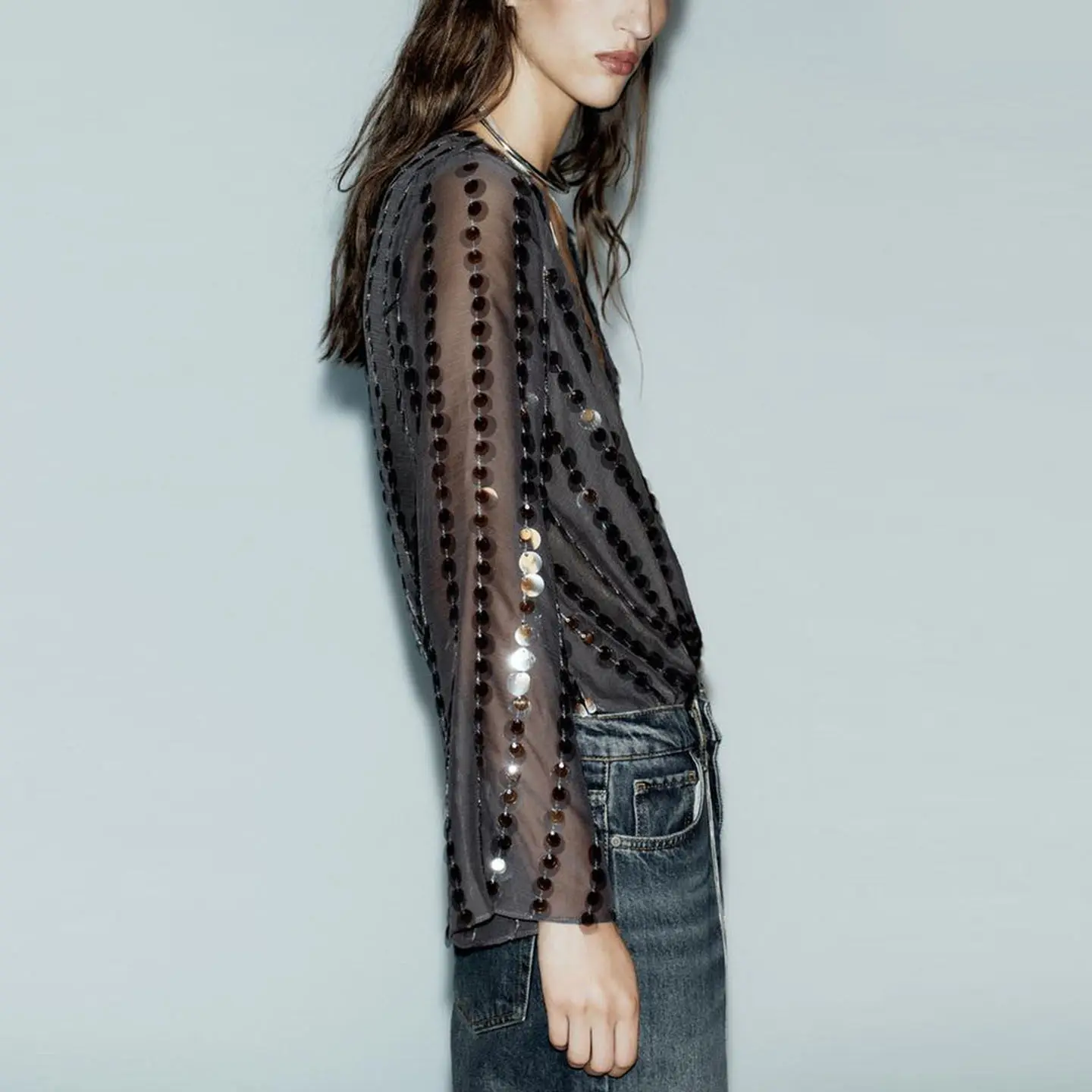 بدلة قطعة واحدة مزينة بالخرز من Faionable ملابس شتوية نسائية بفتحة مستقيمة وخصر منخفض سراويل تقليدية للتنقل Sle Z