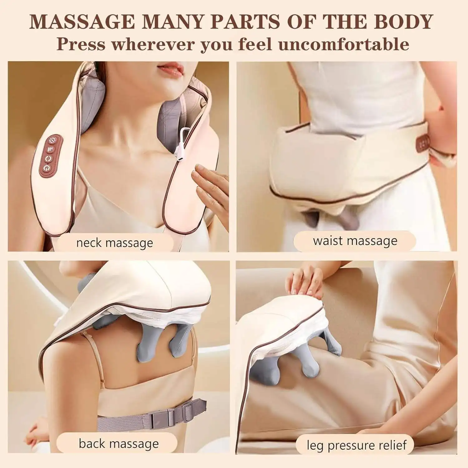 100% Original Deep Tissue Massager of Neck Kneading Shiatsu Shoulder Massager for Neck and Shoulders Body Muscle Pain