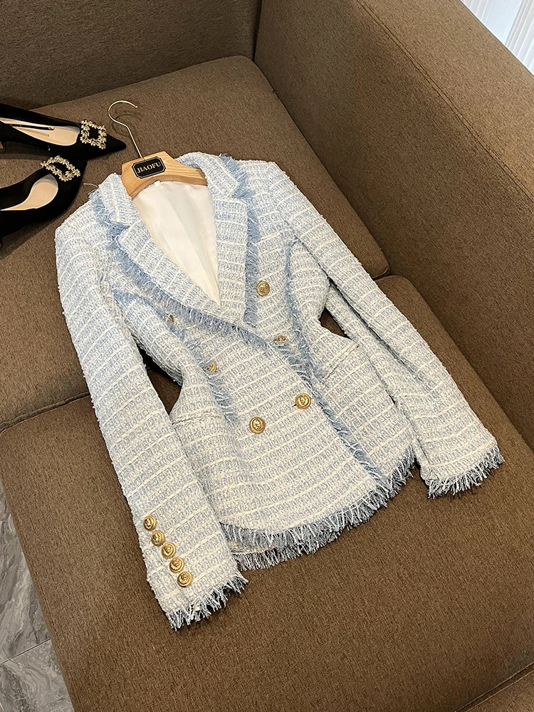 

Модный двубортный зимний шерстяной костюм, жакет длиной миди, смокинг, пальто, европейский сарафан с горчичной отделкой A7405