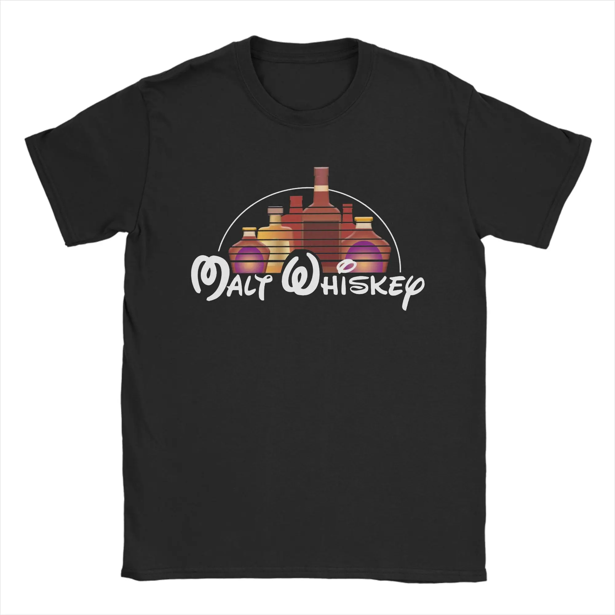 Men's Malt Whiskey Beer Drunk T Shirt  Pure Cotton Tops Fun Short Sleeve Crew Neck Tees Printing T-Shirt