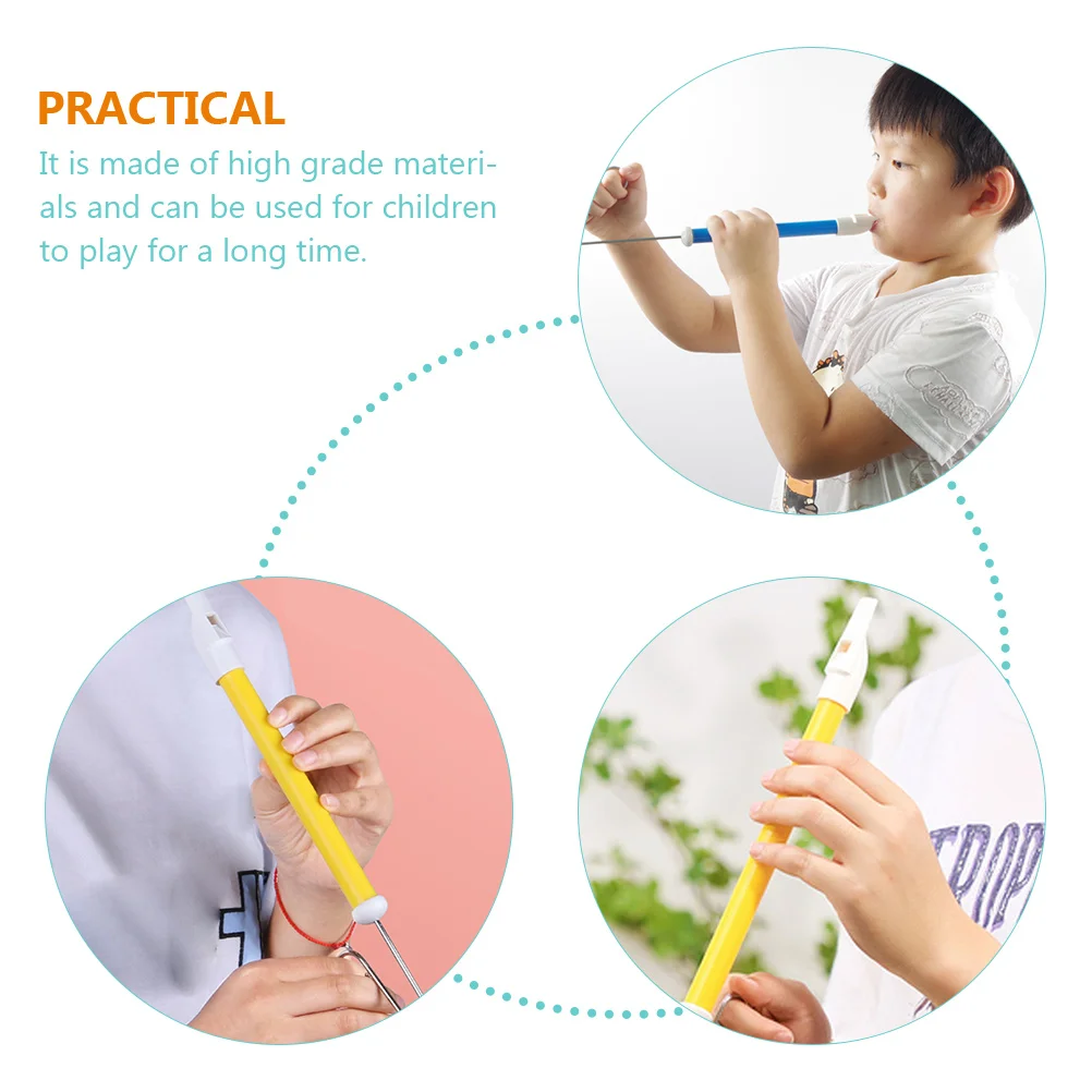 Silbato deslizante de juguete para niños, instrumento Musical de empuje, flauta de empuje, juguete para niños, rosa, amarillo, azul, llave de tono ajustable de Metal, 3 uds.