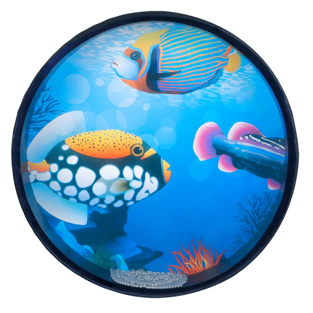 

10-дюймовый ручной барабан, мультяшный перкуссионный инструмент, гладкая деревянная поверхность без заусенцев, звук подводной тематики, музыкальный инструмент