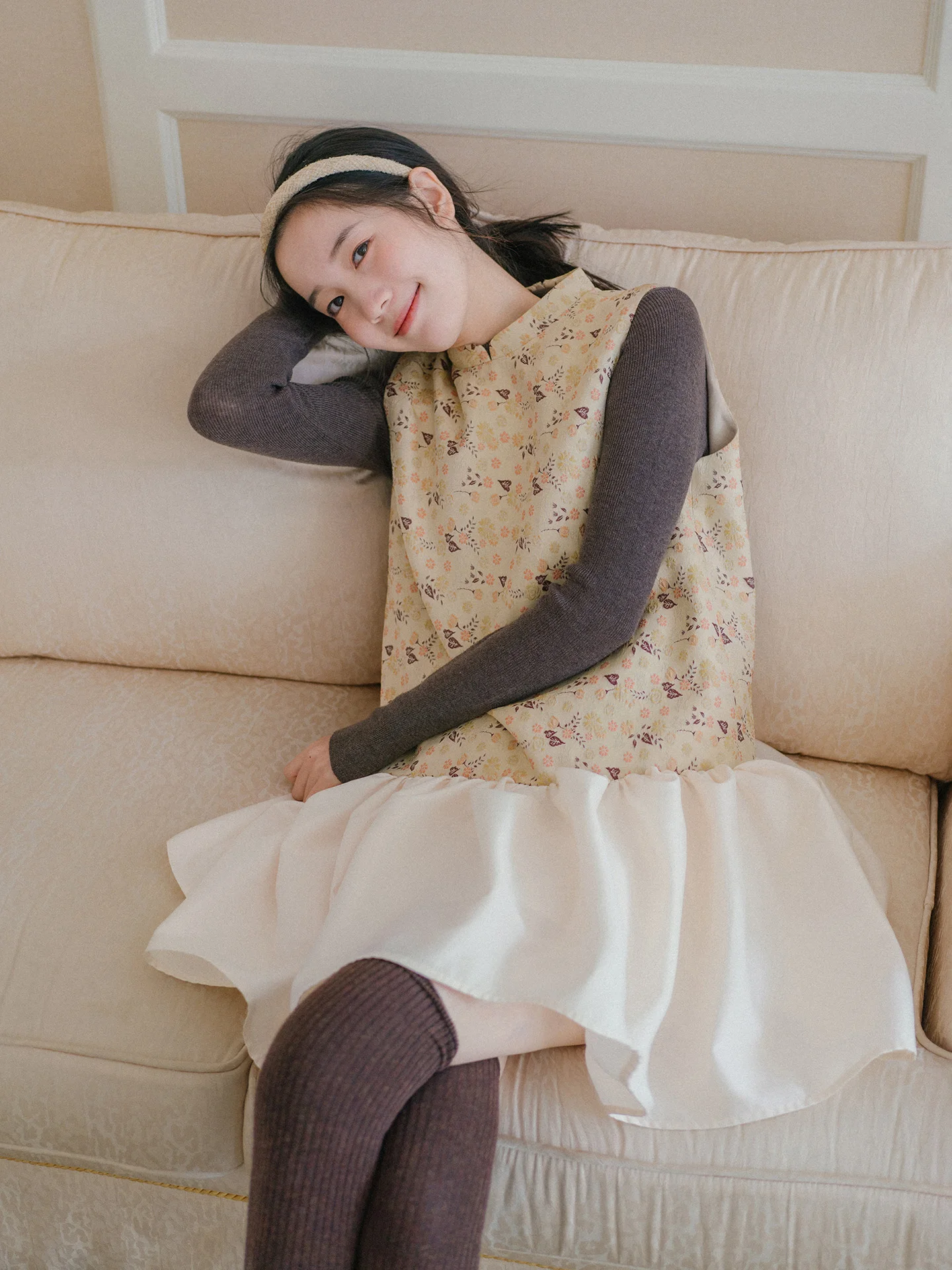 

Bluwhite New Chinese Sle Embroidered Svel Dr New Year Date Millionaire Feeling A-Line Skirt Loose Fit Long Sve