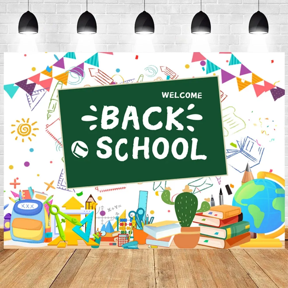 Welcome Back to School Theme First Day of Kindergarten Background Preschool Teachers Students Welcome Banner Decor Photo Studio