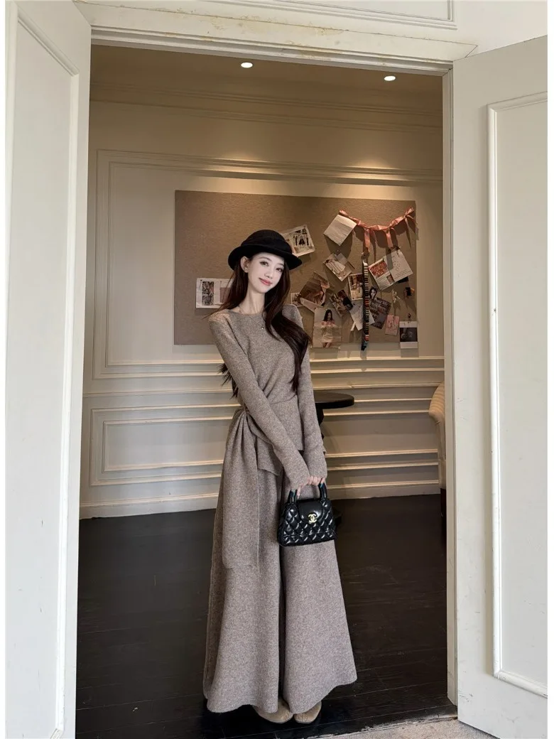 

Fashionable Knitted Set Women's High Waist Belted Top And Skirt Two-Piece Ensemble Spring 2026 New Style Leisure Commute
