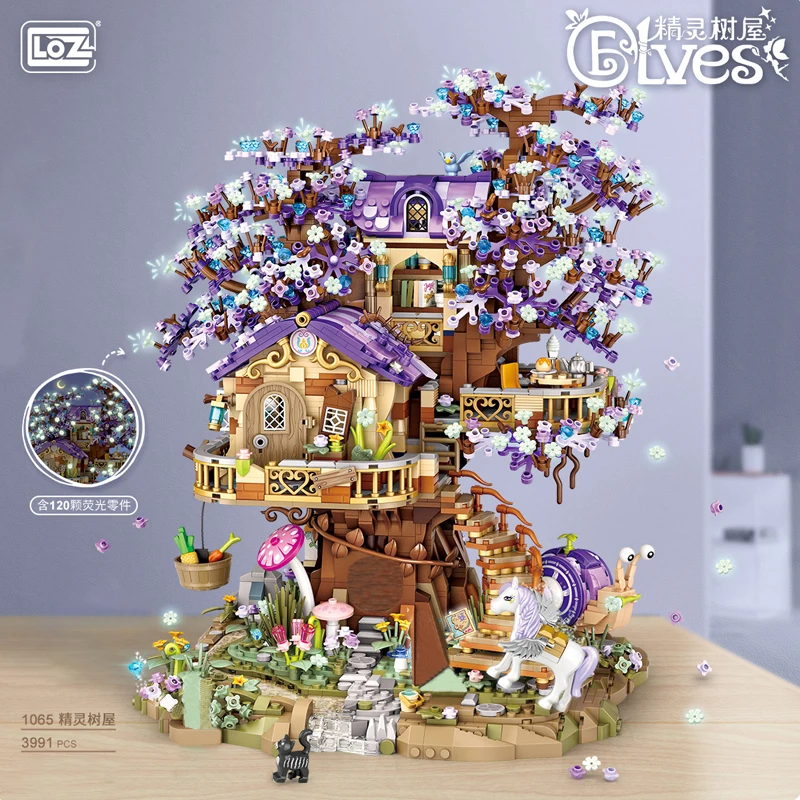 

Building Block LOZ MINI Babysbreath Treehouse Street View Eternal Flower Hut Figures Architecture Bricks Toys Set Children Gifts