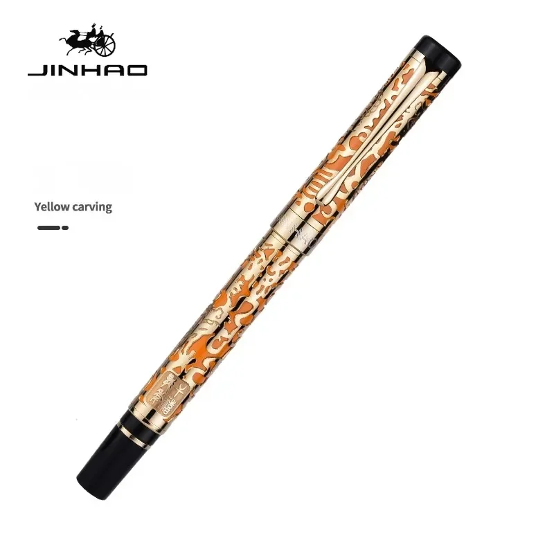 Imagem -04 - Jinhao 5000 Luxo Metal Caneta Fonte Negócios Bonito Dragão Textura Escultura Papelaria pk 9019 Material Escolar de Escritório