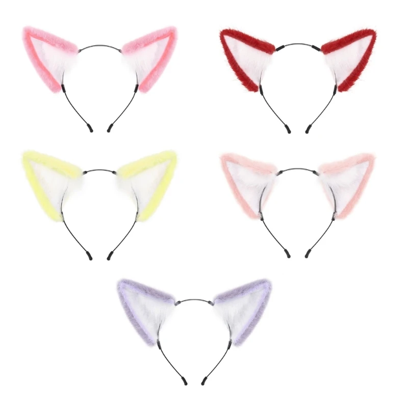 Women Lovely Foxes Ear Hairband Cosplay Anime Character Hairband Halloween Masquerades Role Play Plush Headbands for Teens Girl