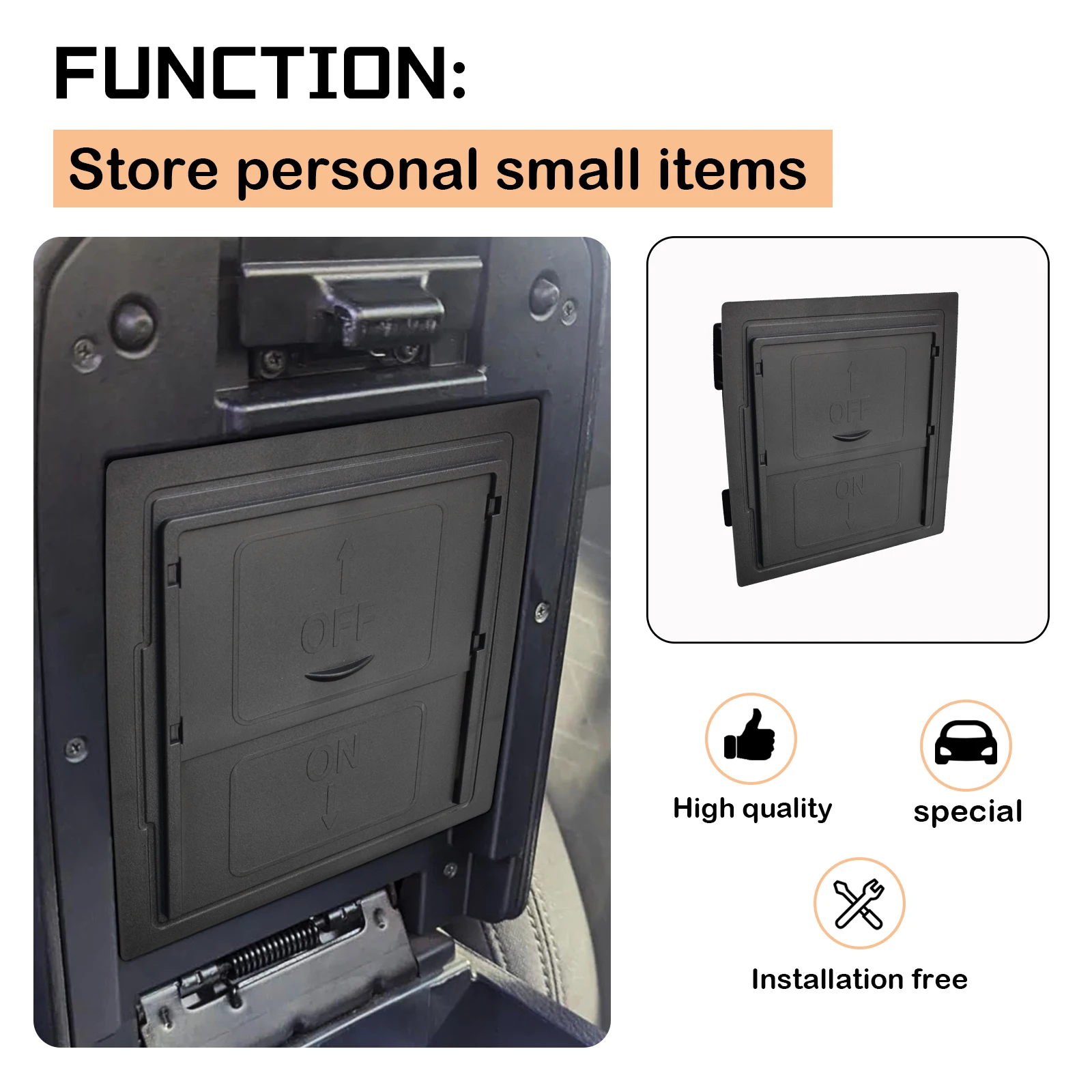 Armrest Hidden Box for Toyota Tacoma 2016 2017 2018 2019 2020 2021 2022 2023 Center Console Organizer Tray Armrest Storage Box