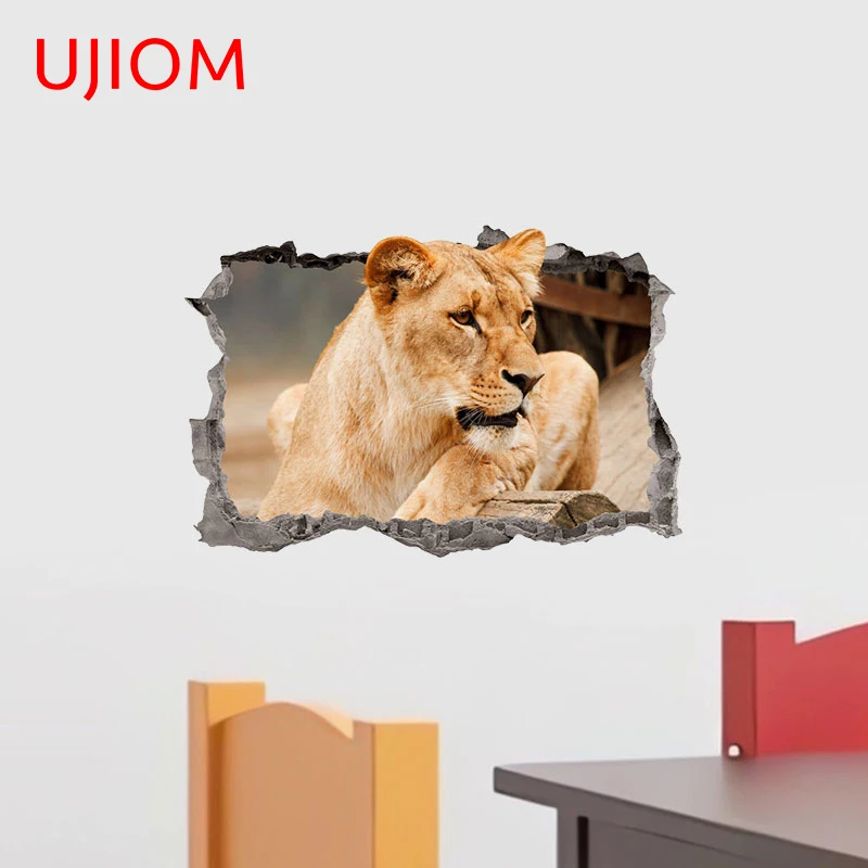 UJIOM 13cm X 8.7cm Tear Lion Wall Sticker Scratch Proof Vinyl Baby Nursery Room Bathroom Decal Wardrobe Decor Accessories