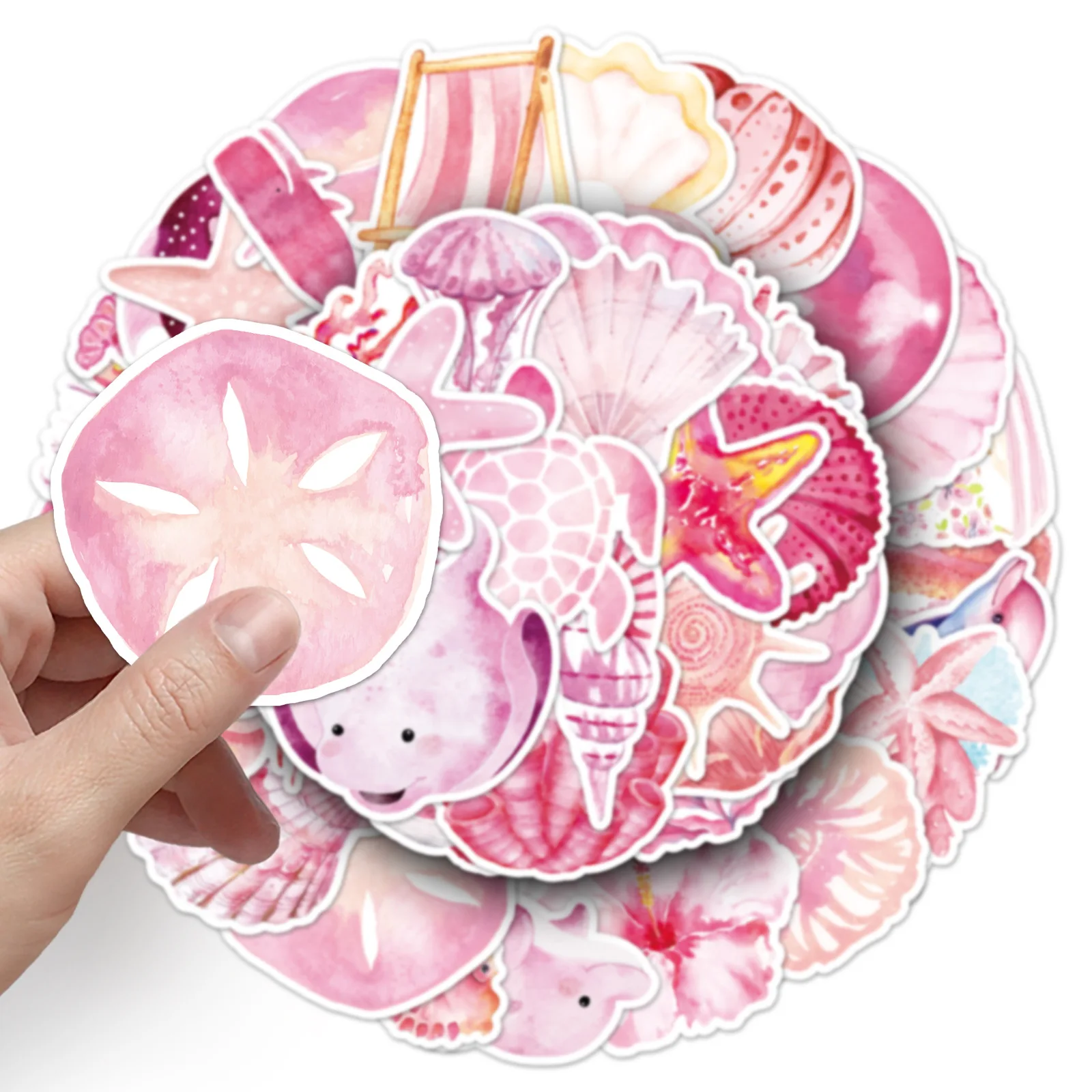 50PCS Pink Ocean Doodle Sticker Cartoon Cute Fun Personality Creative Decoration Scrapbook Guitar Bike Decal Kids Toy Gift