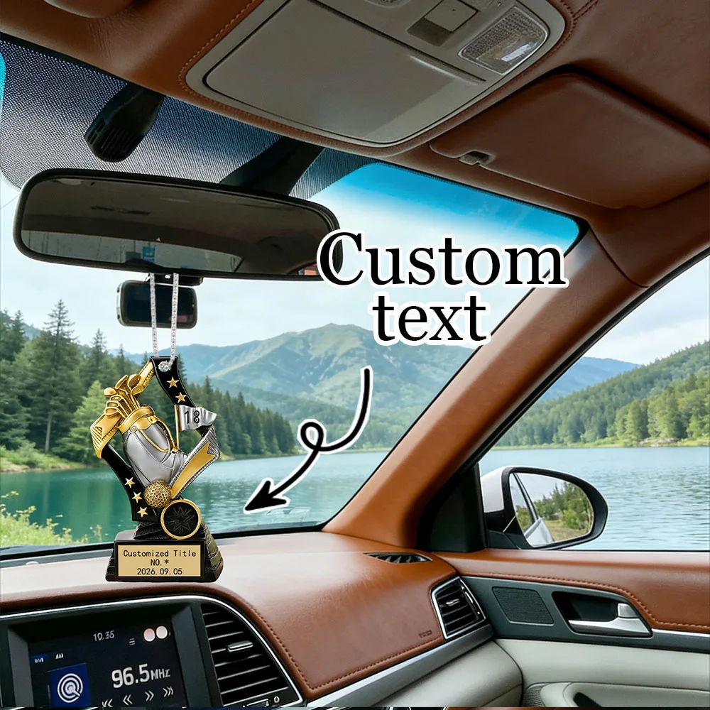 Customized Golf Trophy Shape Bag Charms, Medals Custom Print Title Text Name Date for awards prizes gift DIY purse charms making