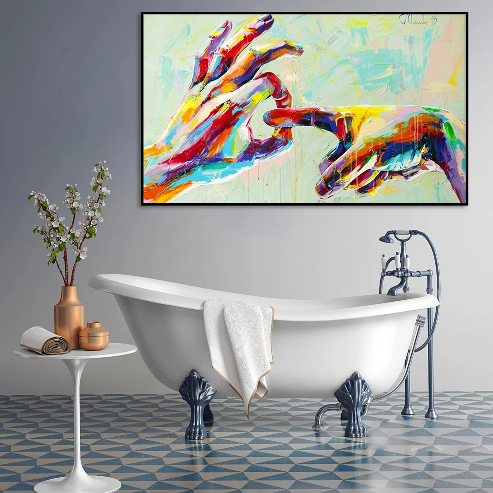 

Abstract Gesture Suggestive Painting Modern Wall Art Canvas Poster Print Hands Pictures for Bedroom Bathroom Home Decor Cuadros