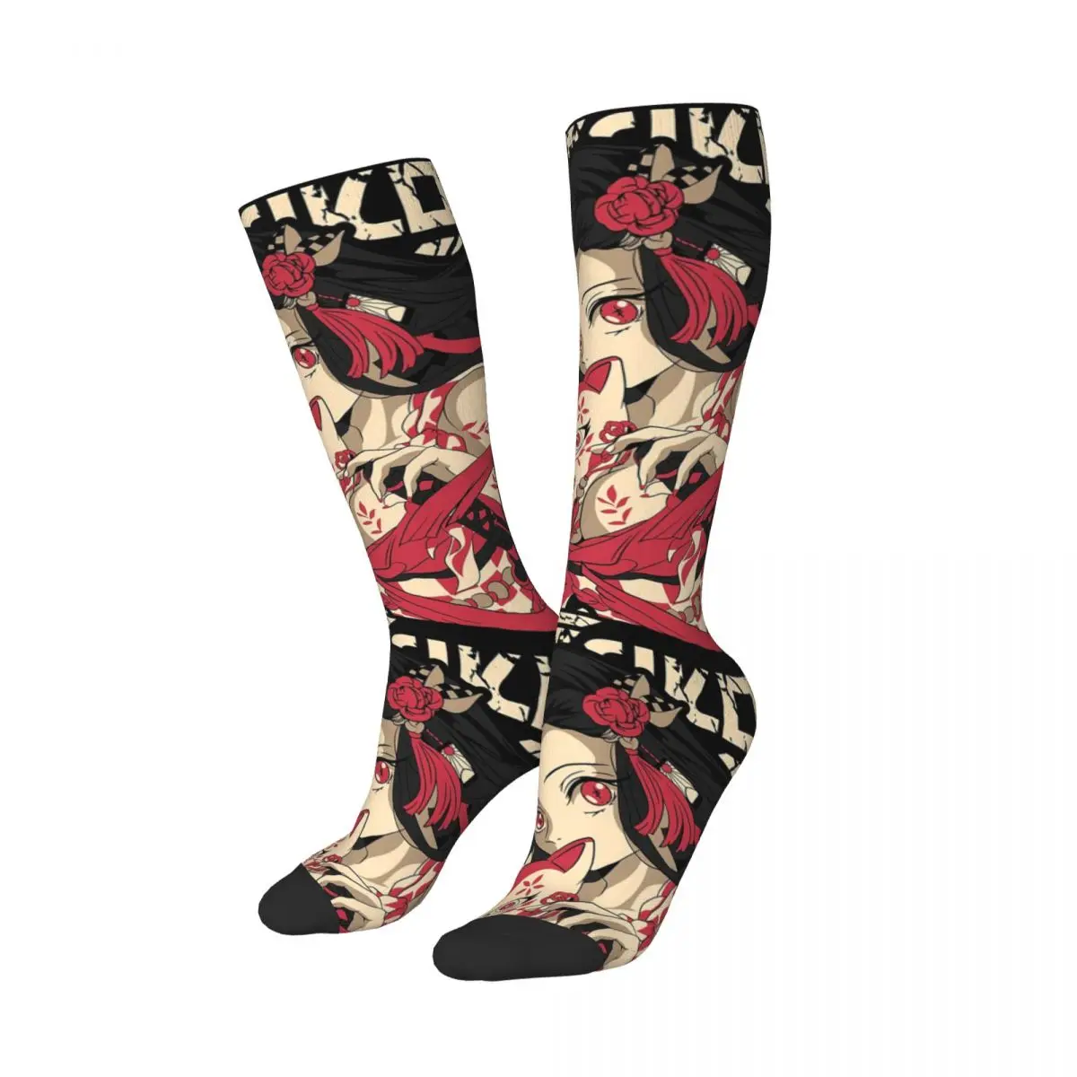 Nezuko Kimono Demon Slayer Kimetsu No Yaiba Anime Socken Harajuku schweißabsorbierende Strümpfe ganzjährig lange Socken für Unisex-Geschenk