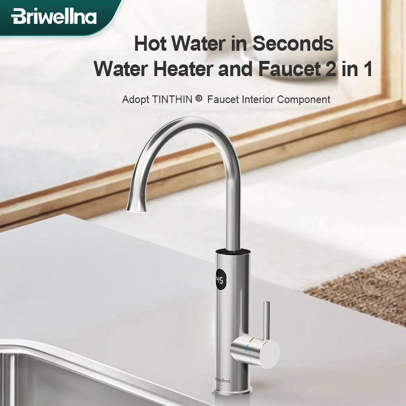 Briwellna 220V Electric Instant Water Heater 2 in 1 Kitchen Faucet Tankless Water Heater Tap Chauffe Eau Instant Geyser KM12