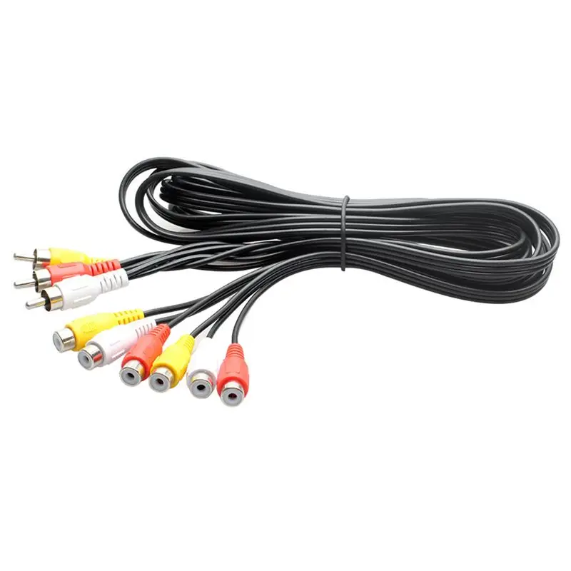 NEW! Audio Video AV Adapter Cable for TV DVD Player Video Splitter HD-TV RCA Cable 3 RCA to 6 RCA Male Female Plug Splitter view 3