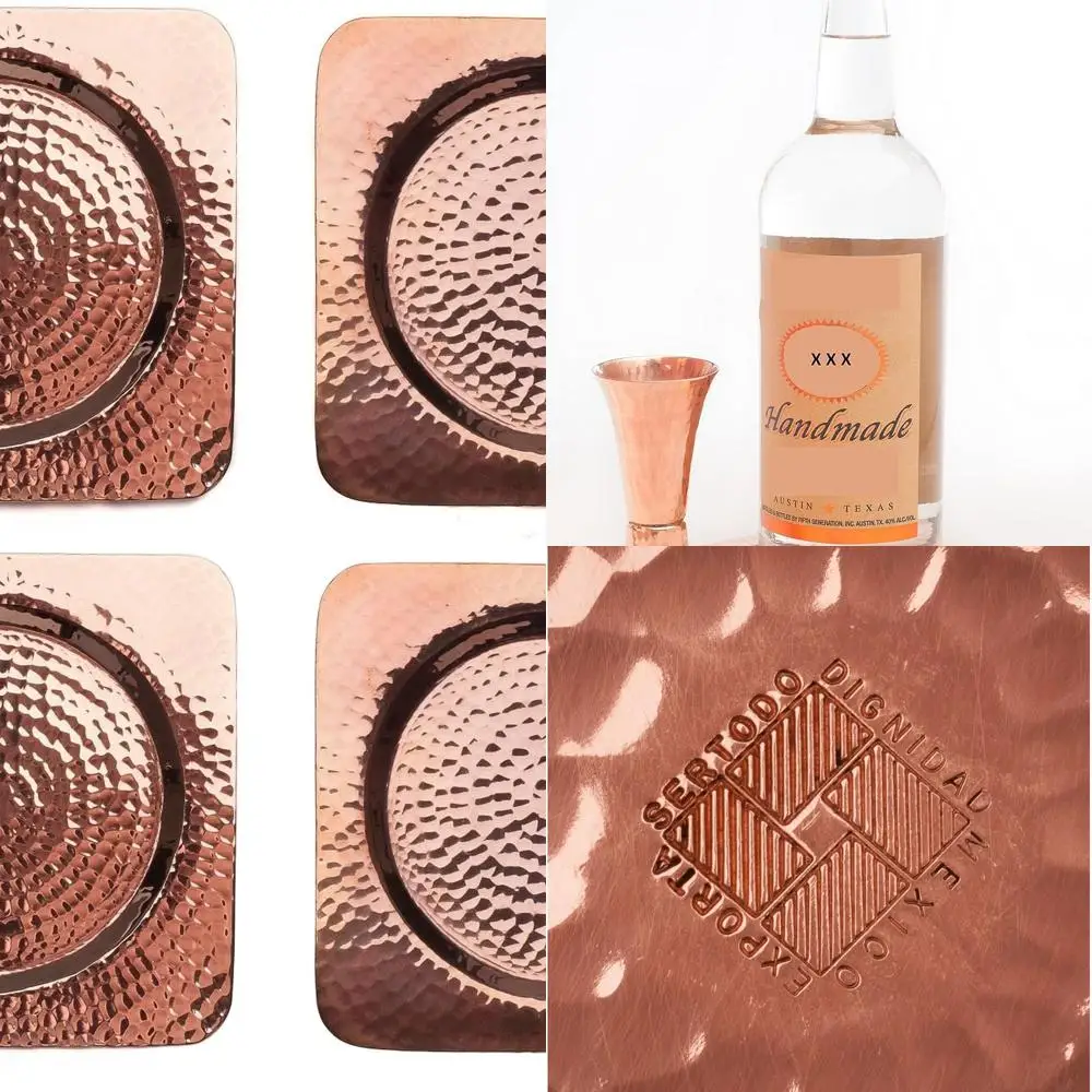 

Набор из 2 квадратных подставок Napa из чистой меди 5,5, кованый дизайн ручной работы