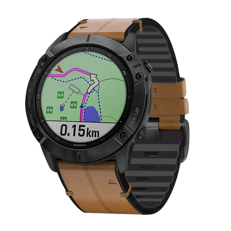 Bracelet de montre 26 22mm, en Silicone et cuir, pour Garmin Fenix 7 7X 6 6X Pro 5 5X Plus 3HR 935, à dégagement rapide